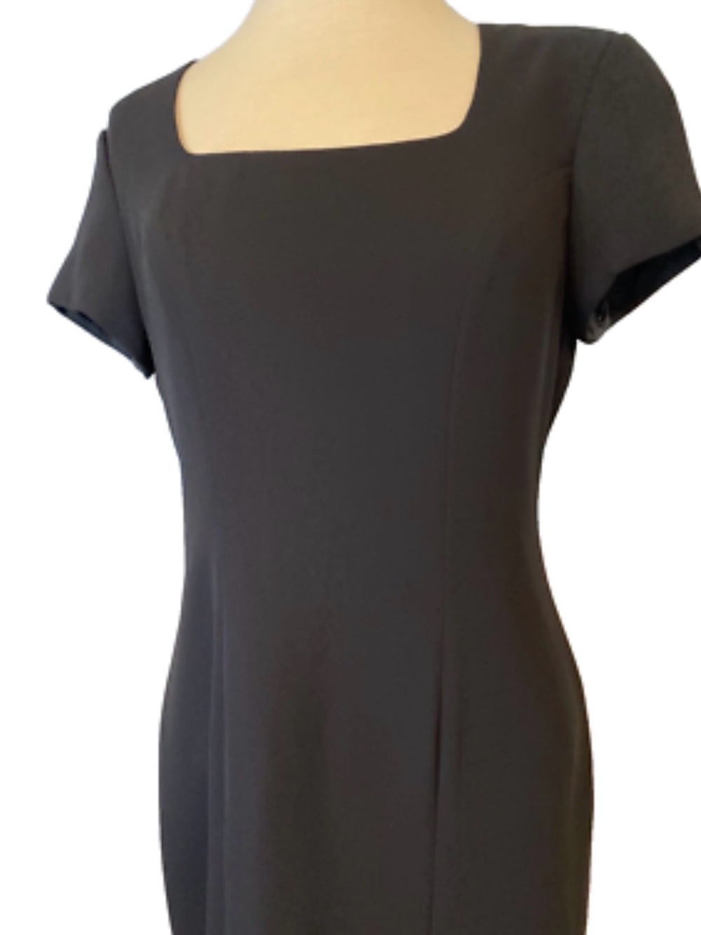 Classic Black Square-Neck Short Sleeve Women's Dress
